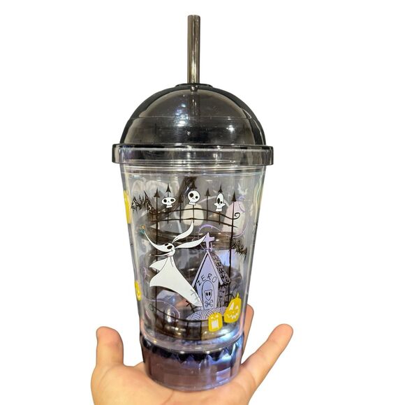 Disney Nightmare Before Christmas Cup Jack Zero Sally Dometop Light Up Straw GUC - Picture 2 of 12